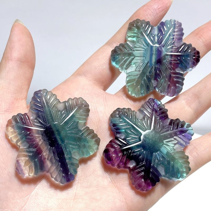 Rainbow Fluorite Snowflake Carving Wholesale