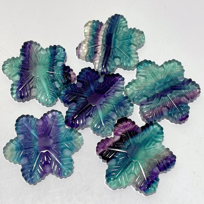 Rainbow Fluorite Snowflake Carving Wholesale