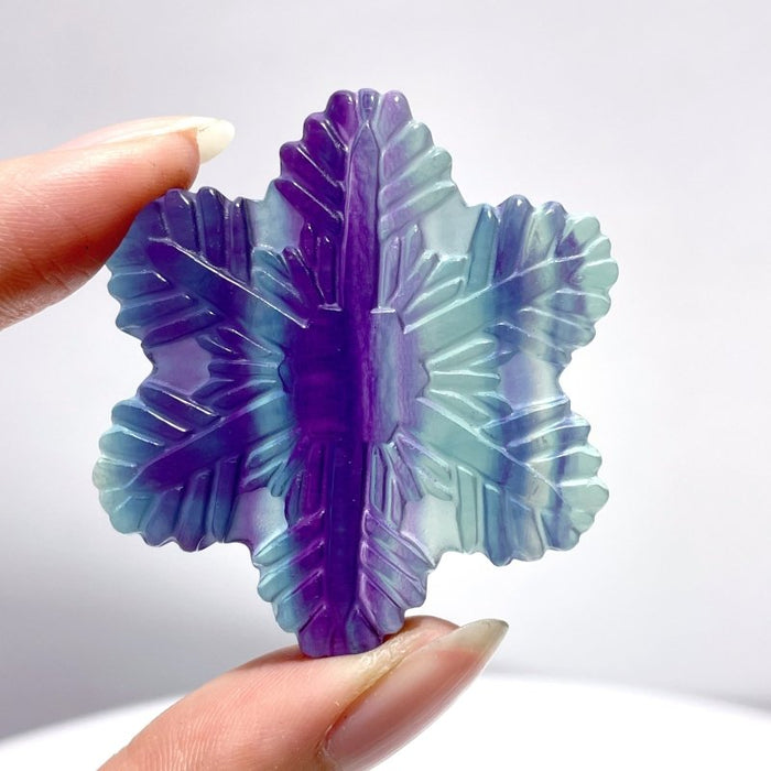 Rainbow Fluorite Snowflake Carving Wholesale