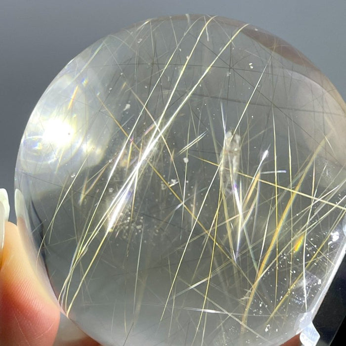 Rare Gold Rutile Quartz Crystal Sphere For Collection