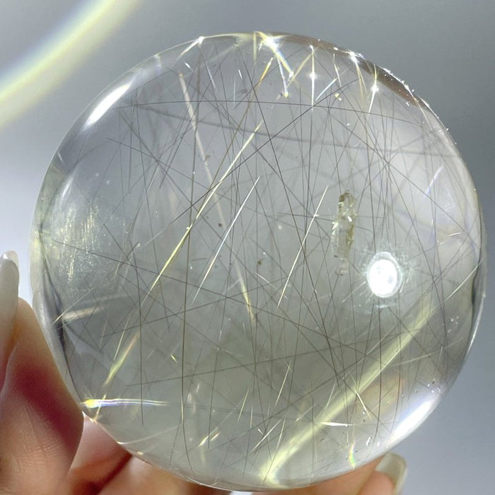 Rare Gold Rutile Quartz Crystal Sphere For Collection