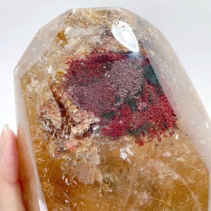 Rare Rutile Mixed Garden Quartz Polished Raw Side Crystal