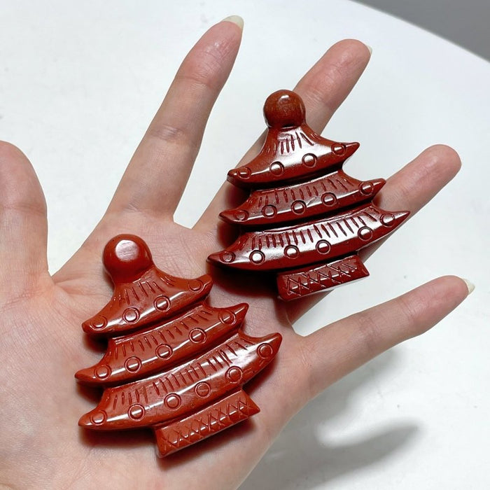 Red Jasper Christmas Tree Carving Wholesale