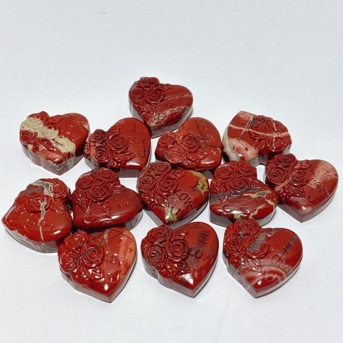Red Jasper Flower Heart Shape Carving Wholesale