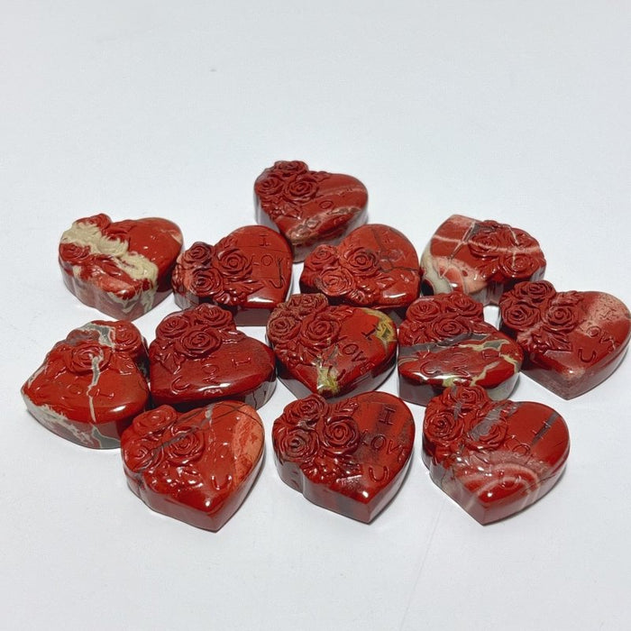 Red Jasper Flower Heart Shape Carving Wholesale