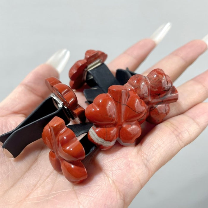 Red Jasper Four Leaf Clover Car Air Vent Clips Crystal Wholesale Car Accessories