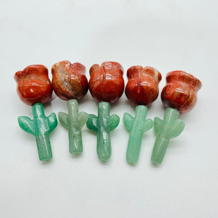 Red Jasper Green Aventurine Flower Carving Wholesale