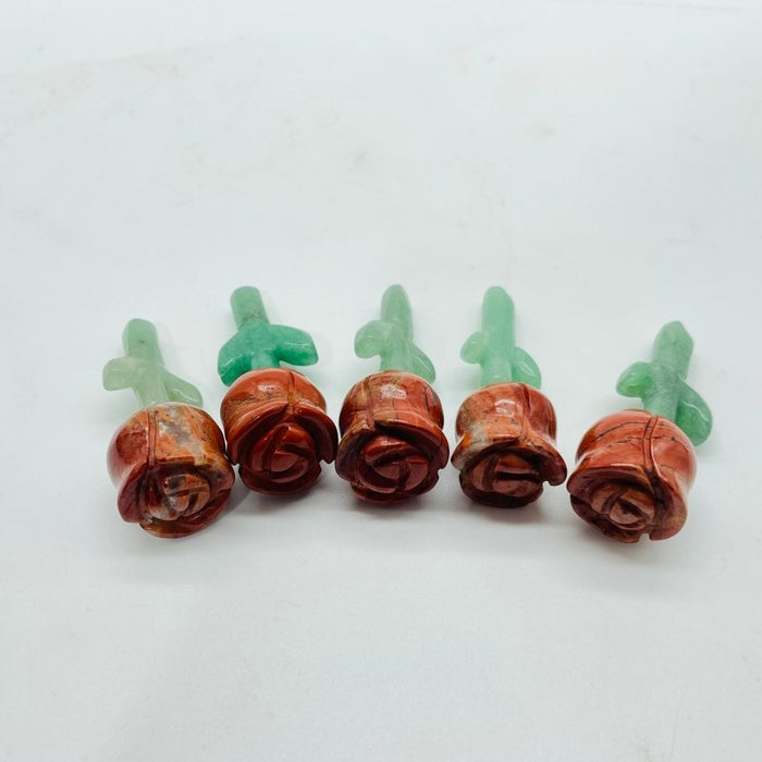 Red Jasper Green Aventurine Flower Carving Wholesale