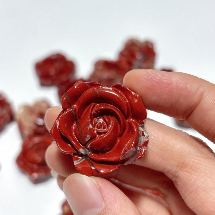 Red Jasper Rose Flower Carving Crystal Wholesale