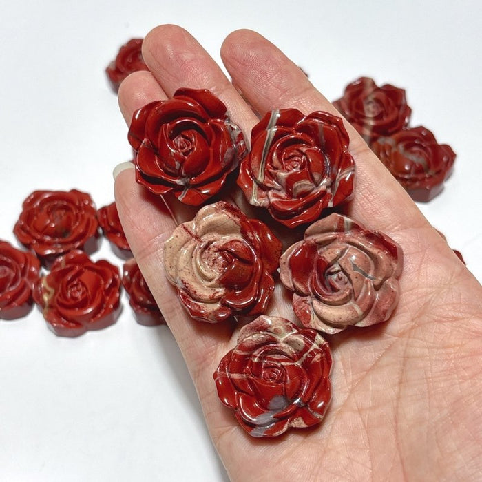 Red Jasper Rose Flower Carving Crystal Wholesale