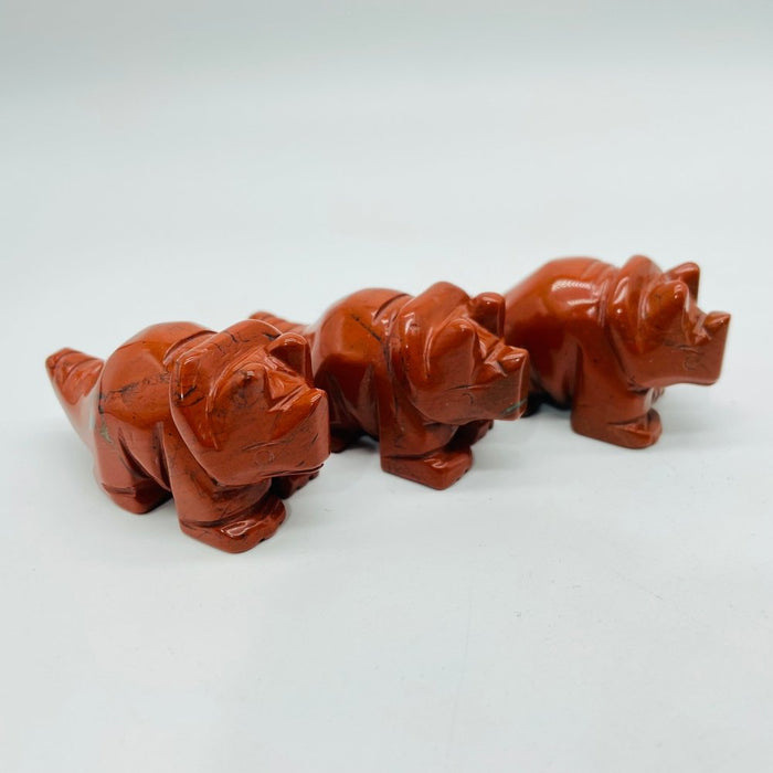 Red Jasper Three Horns Dinosaur Carving Wholesale