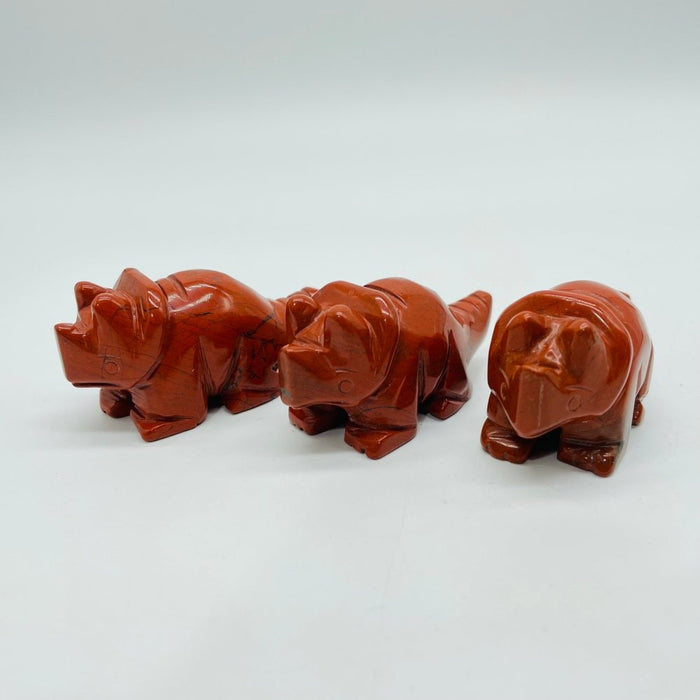 Red Jasper Three Horns Dinosaur Carving Wholesale