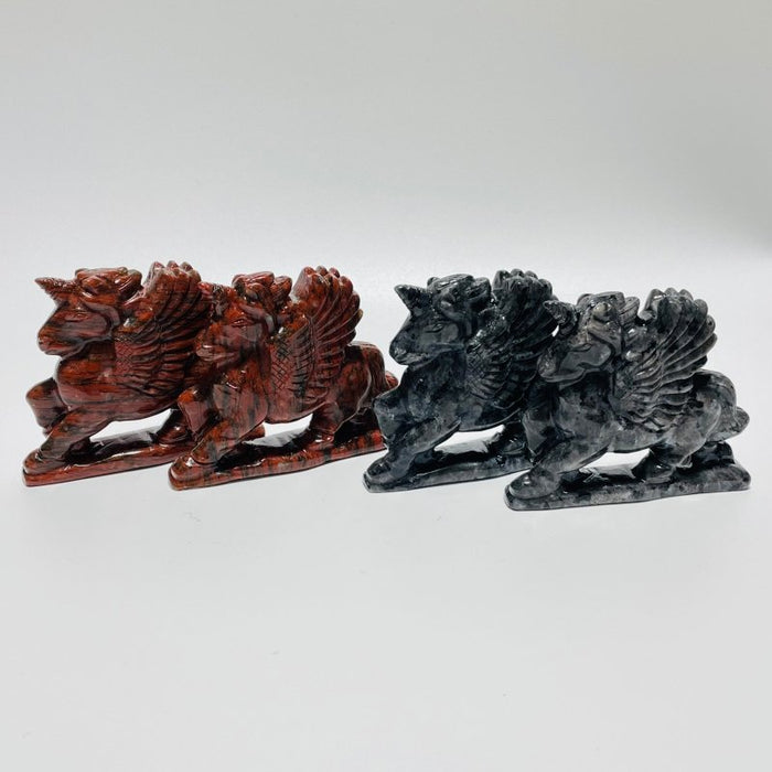 Red Sesame Stone & Larvikite Pegasus Carving Wholesale