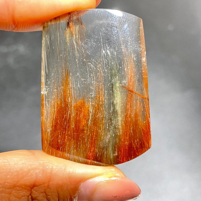 Red&Green&Silver Rutile Quartz Crystal