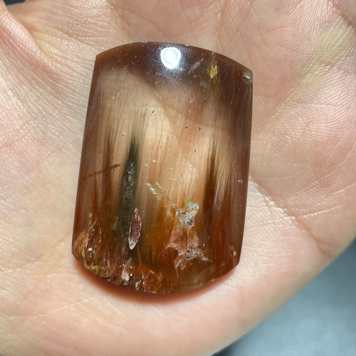 Red&Green&Silver Rutile Quartz Crystal