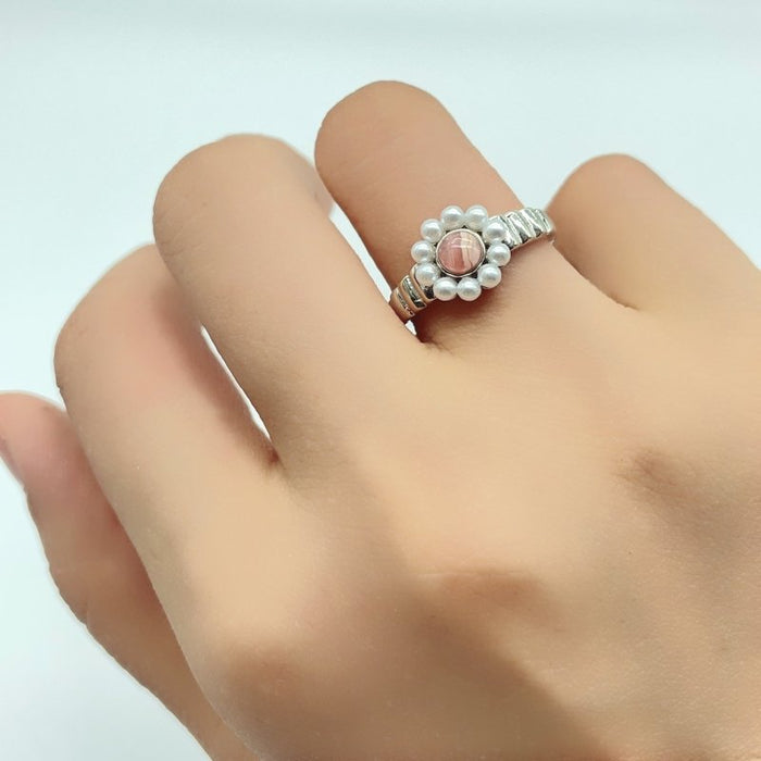 Rhodochrosite Flower Ring Wholesale