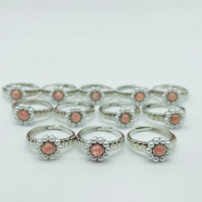 Rhodochrosite Flower Ring Wholesale