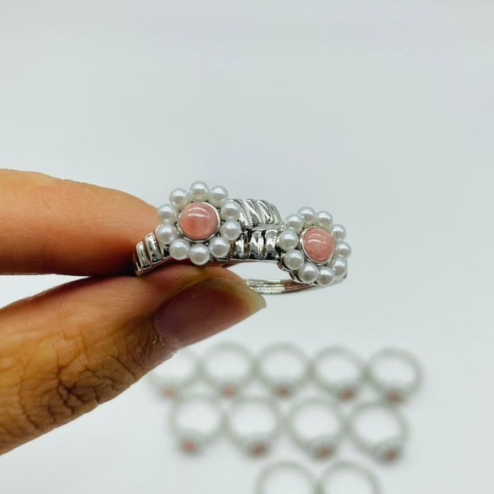 Rhodochrosite Flower Ring Wholesale