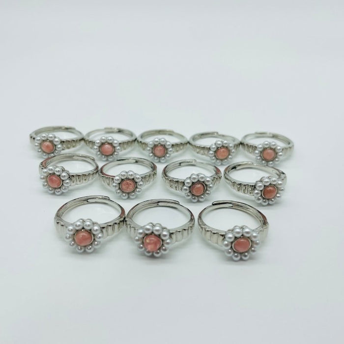 Rhodochrosite Flower Ring Wholesale