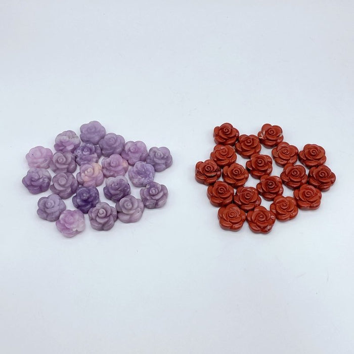 Rose Flower Carving Red Jasper and Lepidolite