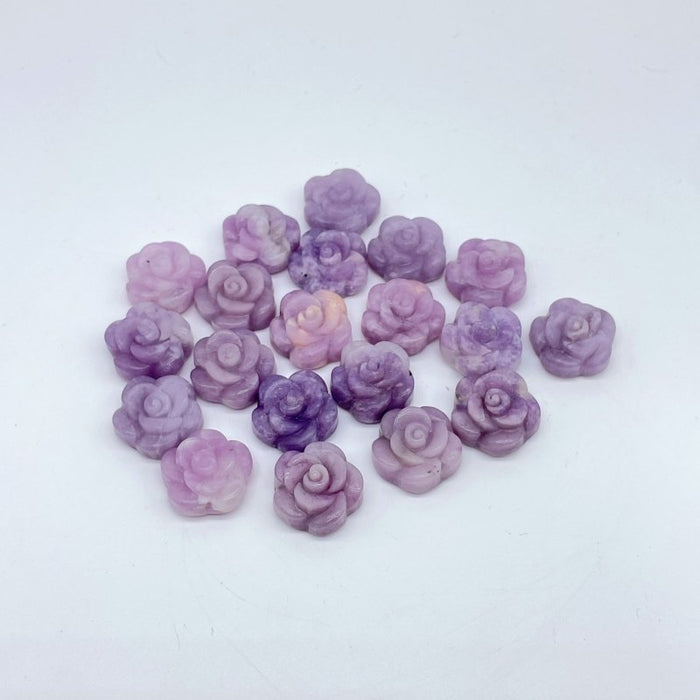 Rose Flower Carving Red Jasper and Lepidolite