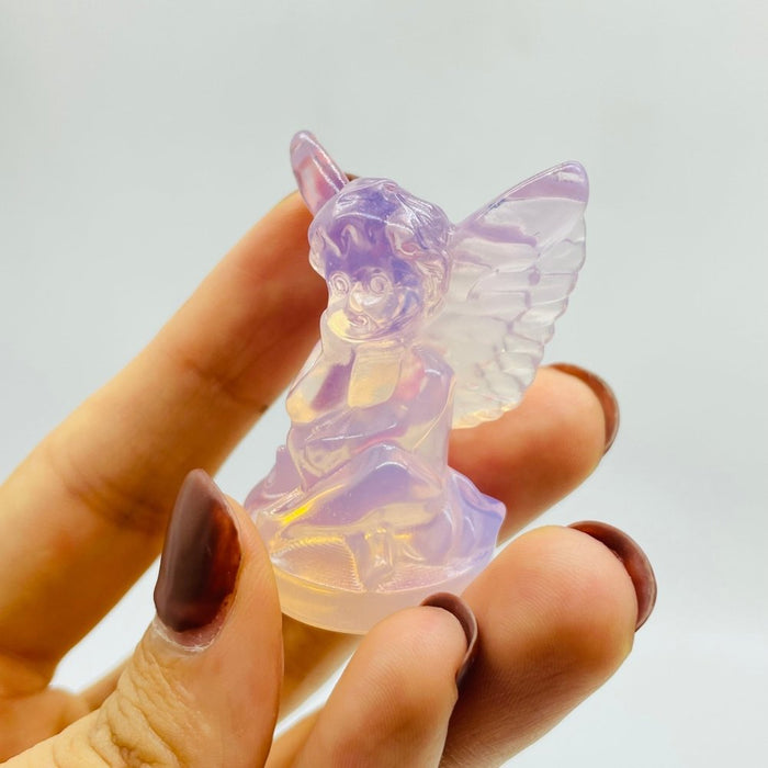 Rose Opalite Baby Angel Carving Wholesale