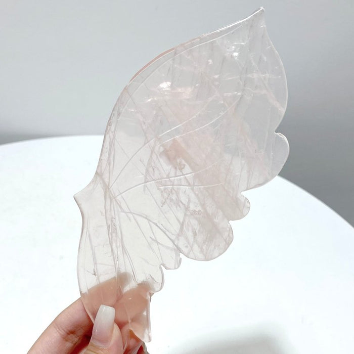 Rose Quartz Butterfly Carving With Stand