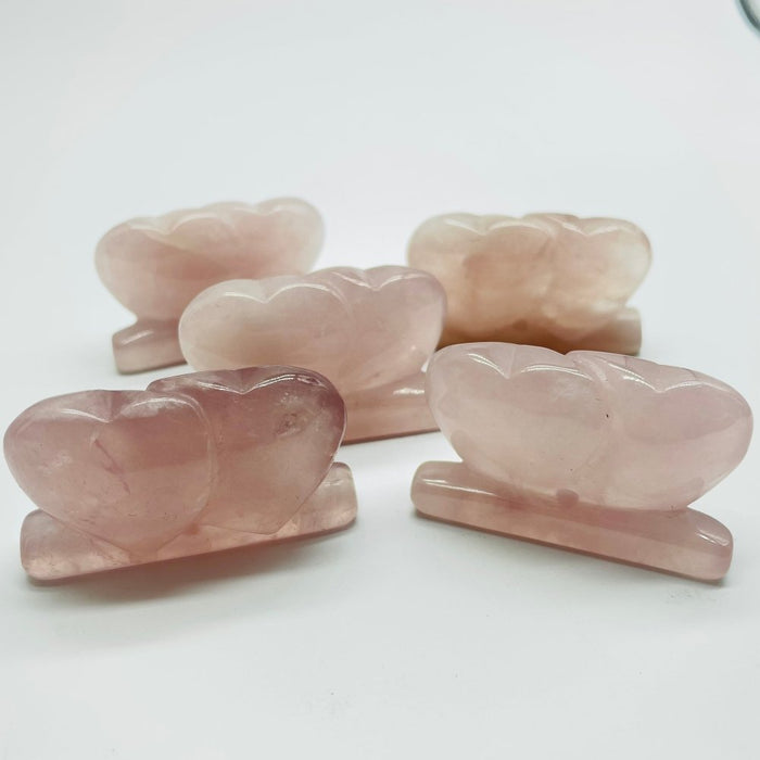Rose Quartz Double Heart Wholesale