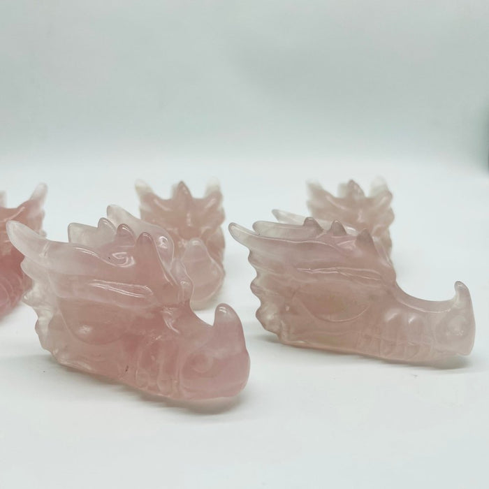 Rose Quartz Dragon Head Carving Crystals Wholesale