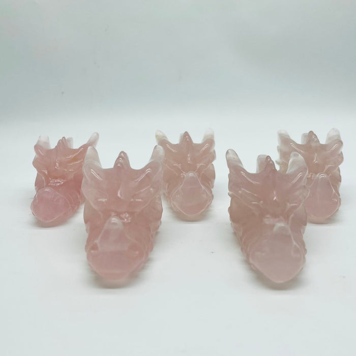 Rose Quartz Dragon Head Carving Crystals Wholesale