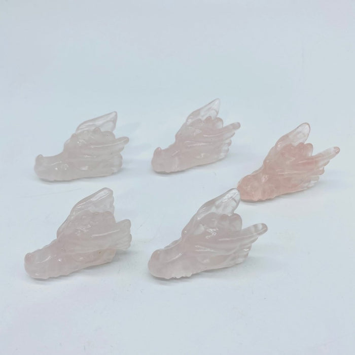 Rose Quartz Dragon Head Carving Wholesale