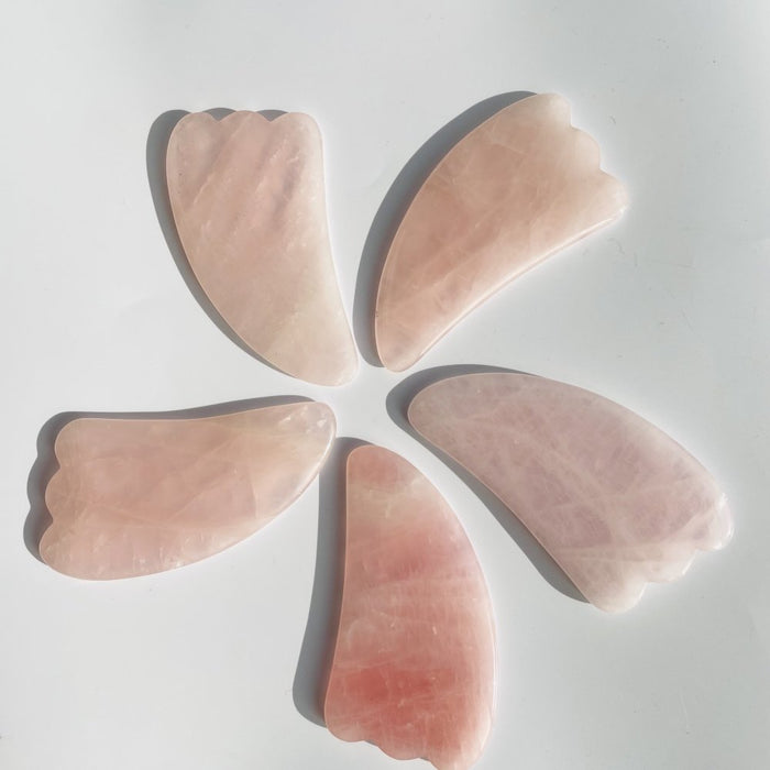 Rose Quartz Roller and Shofar Shape Gua Sha A Set Wholesale