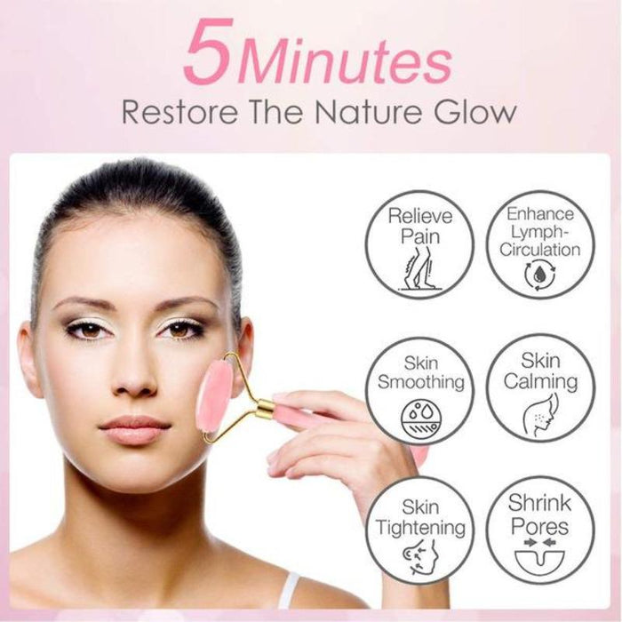 Rose Quartz Roller and Shofar Shape Gua Sha A Set Wholesale