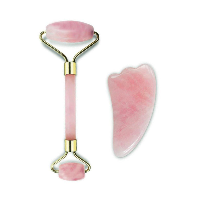 Rose Quartz Roller and Shofar Shape Gua Sha A Set Wholesale