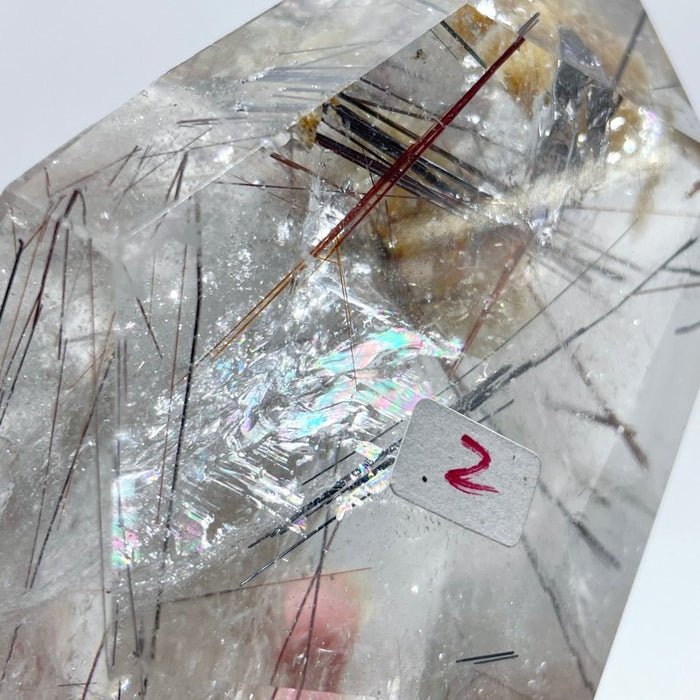 Rutile Mixed Garden Quartz Raw Bottom Point With Stand