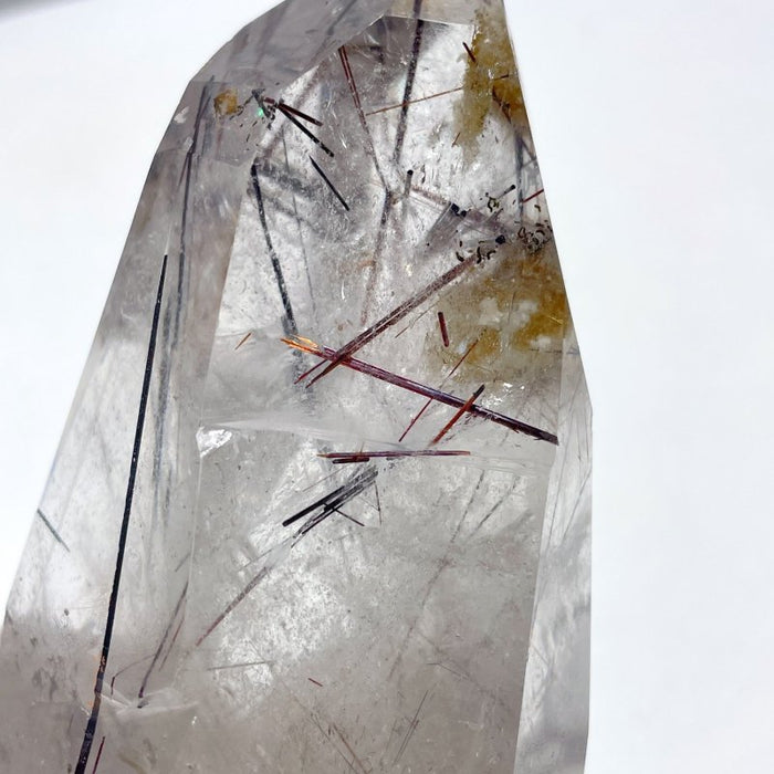 Rutile Mixed Garden Quartz Raw Bottom Point With Stand