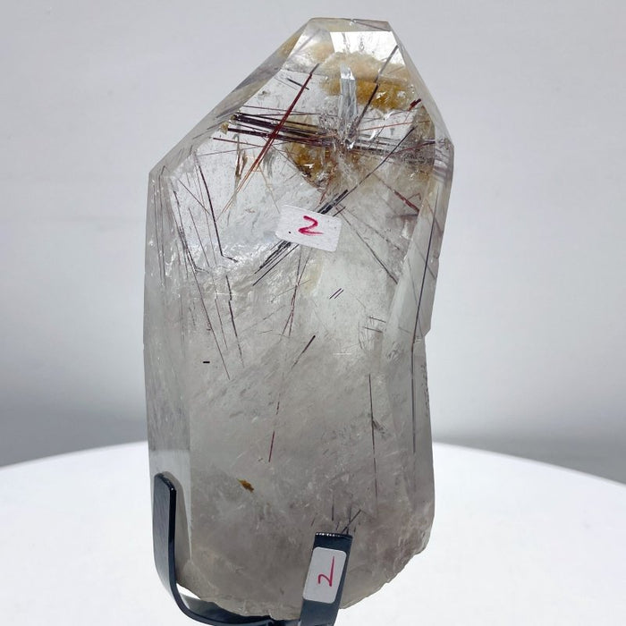 Rutile Mixed Garden Quartz Raw Bottom Point With Stand