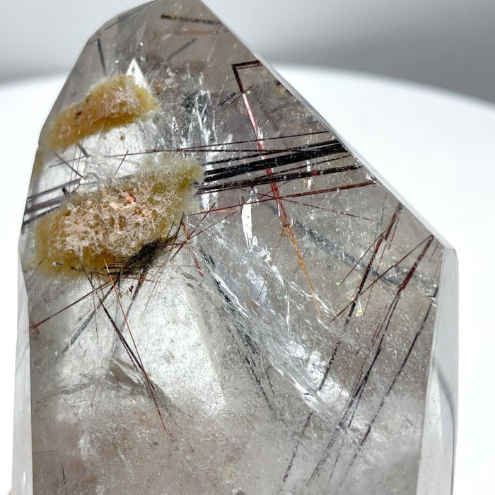 Rutile Mixed Garden Quartz Raw Bottom Point With Stand