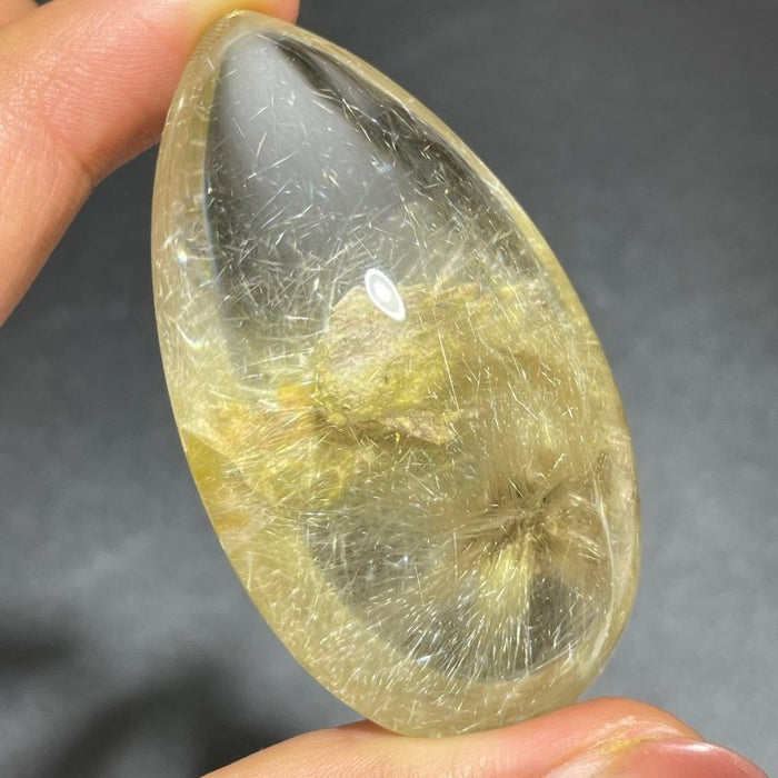 Rutile Mixed Garden Quartz Teardrop Shape Crystal