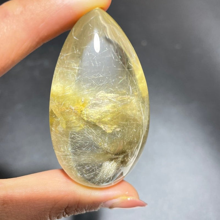Rutile Mixed Garden Quartz Teardrop Shape Crystal
