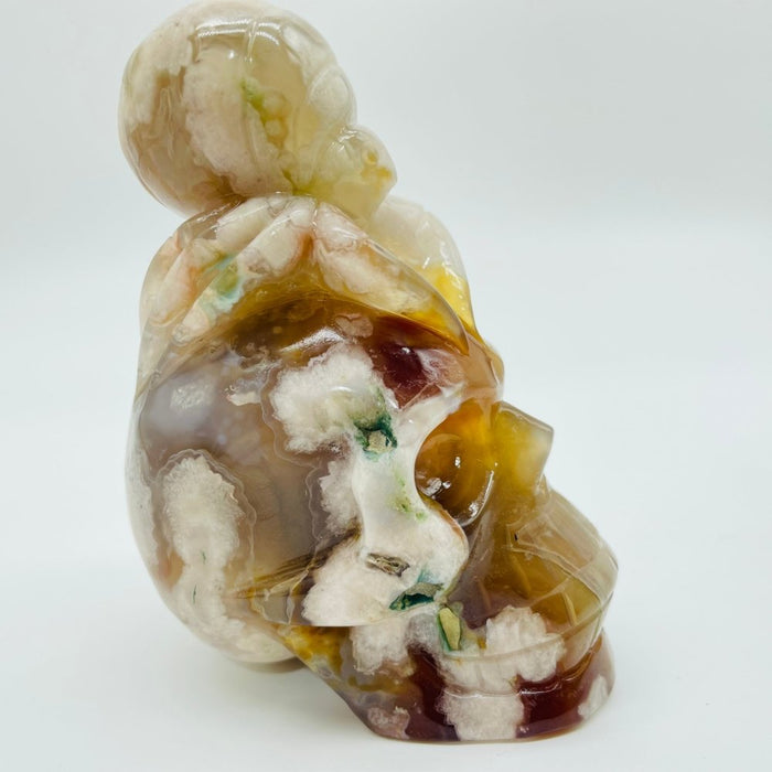 Sakura Flower Agate Beetle Skull Carving