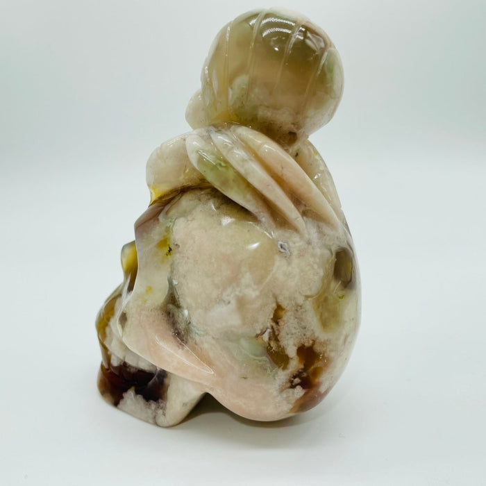 Sakura Flower Agate Beetle Skull Carving