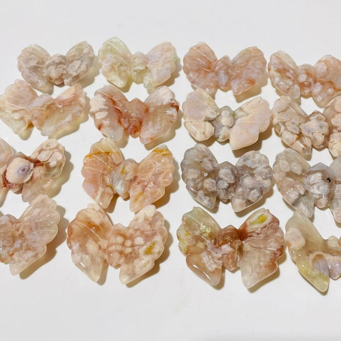 Sakura Flower Agate Butterfly Carving Wholesale