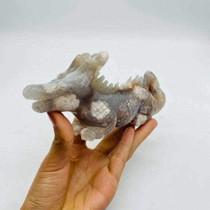 Sakura Flower Agate Dragon Carving