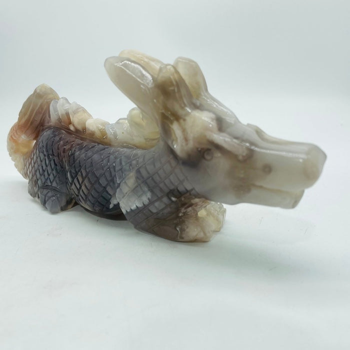 Sakura Flower Agate Dragon Carving