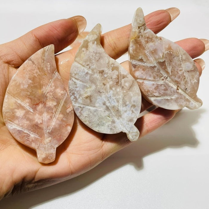 Sakura Flower Agate Leaf Shape Carving Wholesale