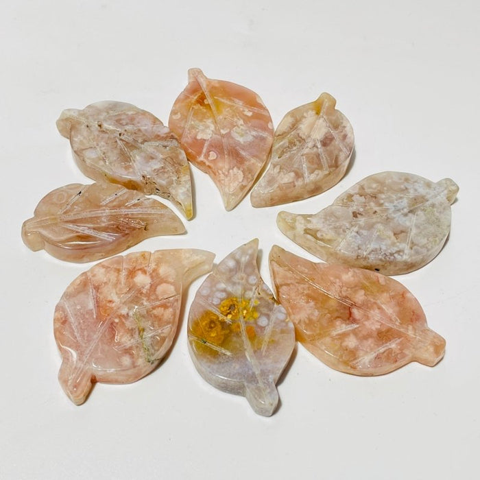 Sakura Flower Agate Leaf Shape Carving Wholesale