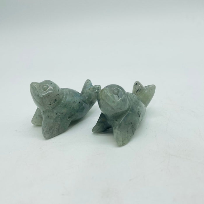 Sea Lion Carving Wholesale Yellow Agate & White Agate Labradorite