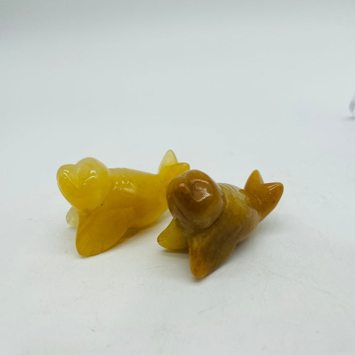 Sea Lion Carving Wholesale Yellow Agate & White Agate Labradorite