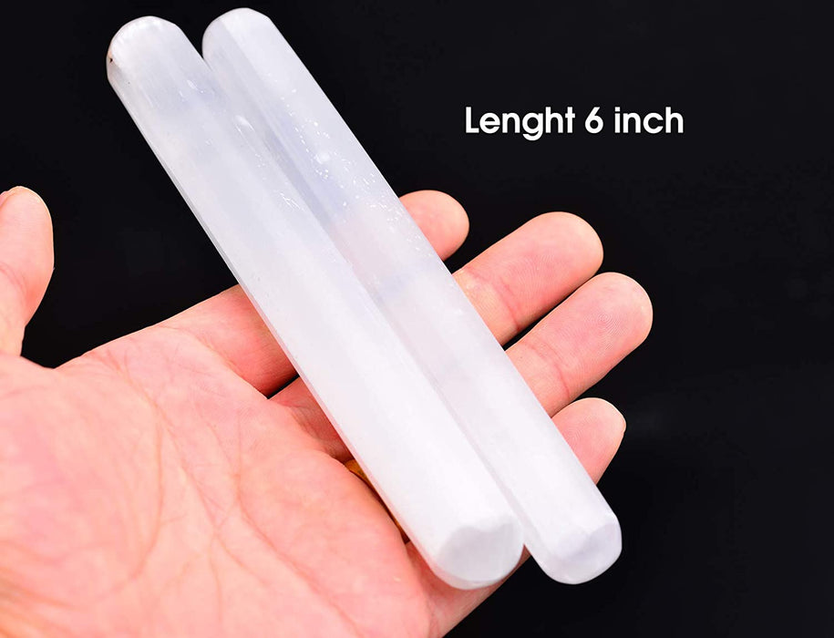 Selenite Massage Wands Round 6 Inches